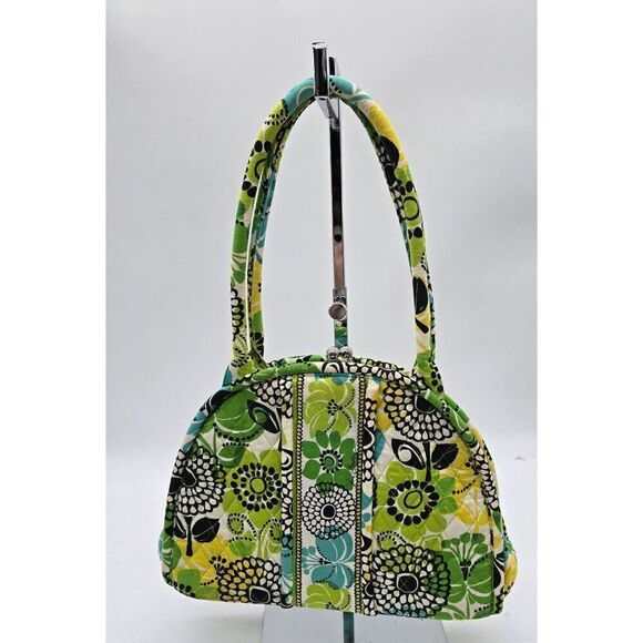 Vera Bradley Floral Quilted Handbag With Green/Blue Pattern & Dual Handles - Picture 2 of 7